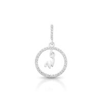 Foto do produto PINGENTE DE PRATA PAVE LETRA CÍRCULO W COM 36 ZIRCONES CRAVEJADOS 21270