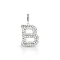 Foto do produto PINGENTE DE PRATA PAVE LETRA GRANDE B COM 72 ZIRCONES CRAVEJADOS 21616