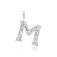 Foto do produto PINGENTE DE PRATA PAVE LETRA GRANDE M COM 75 ZIRCONES CRAVEJADOS 21627