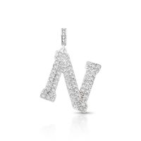 Foto do produto PINGENTE DE PRATA PAVE LETRA GRANDE N COM 71 ZIRCONES CRAVEJADOS 21628