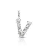 Foto do produto PINGENTE DE PRATA PAVE LETRA GRANDE V COM 54 ZIRCONES CRAVEJADOS 21633