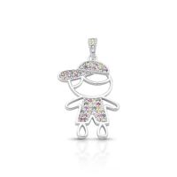 Foto do produto PINGENTE DE PRATA PAVE MENINO COM 64 ZIRCONES CRAVEJADOS 22064