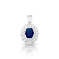 Foto do produto PINGENTE DE PRATA PEDRA PRINCIPAL CRSTAL 6 X 8 MM AZUL SAFIRA 45 ZIRCONES  20730