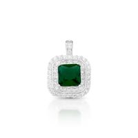 Foto do produto PINGENTE DE PRATA PEDRA PRINCIPAL CRSTAL 8 MM VERDE ESMERALDA 48 ZIRCONES  20722