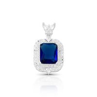 Foto do produto PINGENTE DE PRATA PEDRA PRINCIPAL CRSTAL 9 X 11 MM AZUL SAFIRA 63 ZIRCONES  20724