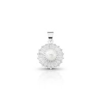 Foto do produto PINGENTE DE PRATA REDONDO COM BAGUETES PÉROLA SHELL DE 6.0 MM COM 19 ZIRCONES CRAVEJADOS 21712