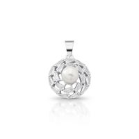 Foto do produto PINGENTE DE PRATA REDONDO COM BAGUETES PÉROLA SHELL DE 6.5 MM COM 20 ZIRCONES CRAVEJADOS 21707