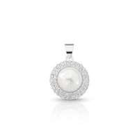 Foto do produto PINGENTE DE PRATA REDONDO COM PAVE PÉROLA SHELL DE 9.0 MM COM 54 ZIRCONES CRAVEJADOS 21722
