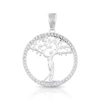 Foto do produto PINGENTE DE PRATA RELIGIOSO ÁRVORE DA VIDA 28 MM COM 64 ZIRCONES CRAVEJADOS 20775