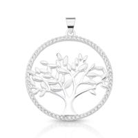 Foto do produto PINGENTE DE PRATA RELIGIOSO ARVORE DA VIDA COM 65 ZIRCONES CRAVEJADOS 21508