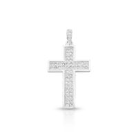 Foto do produto PINGENTE DE PRATA RELIGIOSO CRUZ 17 MM X 38 MM COM 54 ZIRCONES CRAVEJADOS 20789