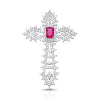 Foto do produto PINGENTE DE PRATA RELIGIOSO CRUZ COM 174 ZIRCONES CRAVEJADOS PEDRA PRINCIPAL 4 X 6 MM 18721