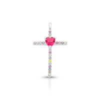 Foto do produto PINGENTE DE PRATA RELIGIOSO CRUZ COM 22 ZIRCONES CRAVEJADOS 22177