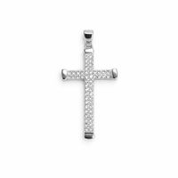 Foto do produto PINGENTE DE PRATA RELIGIOSO CRUZ COM 50 PEDRAS CRAVEJADAS