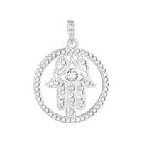 Foto do produto PINGENTE DE PRATA RELIGIOSO MAO 50 ZIRCONES