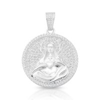Foto do produto PINGENTE DE PRATA RELIGIOSO SAGRADO CORAÇÃO 28 MM COM 186 ZIRCONES CRAVEJADOS 20779