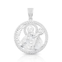 Foto do produto PINGENTE DE PRATA RELIGIOSO SÃO BENTO VAZADO 28 MM COM 81 ZIRCONES CRAVEJADOS 20774
