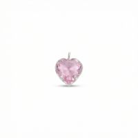 Foto do produto PINGENTE DE PRATA SOLITARIO CORACAO ROSA DE 6 MM EMBUTIDO
