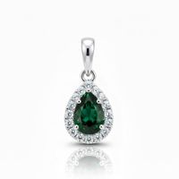 Foto do produto PINGENTE DE PRATA SOLITARIO GOTA ESMERALDA COM BORDA PAVE