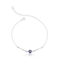 Foto do produto PULSEIRA DE PRATA 17cm + 5cm DE EXTENSOR OLHO GREGO ESMALTADO À MÃO LISO 22272