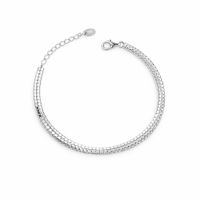 Foto do produto PULSEIRA DE PRATA RIVIEIRA DUPLA  ZIRCONES DE 3 MM COM 15 + 5 CM DE EXTENSAO 500957