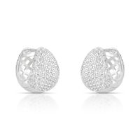 Foto do produto ARGOLA DE PRATA BOJUDA COM 186 ZIRCONES CRAVEJADOS