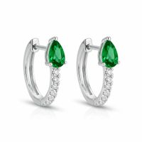 Foto do produto ARGOLA DE PRATA COM SOLITARIO GOTA ESMERALDA 500960