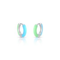 Foto do produto ARGOLA ESMALTADO VERDE E AZUL DUPLA FACE