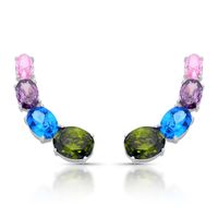 Foto do produto BRINCO DE PRATA CRISTAL ARCO 8 ZIRCONES