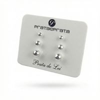 Foto do produto BRINCO DE PRATA LISO TRIO DE BRINCOS DE PRATA BOLA 3,4,5 MM