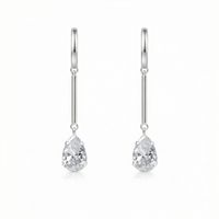 Foto do produto BRINCO DE PRATA PALITO COM ZIRCONIA GOTA 8 X 12 MM PENDURADA