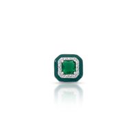 Foto do produto PINGENTE ESMALTADO VERDE QUADRADO COM 17 ZIRCONES