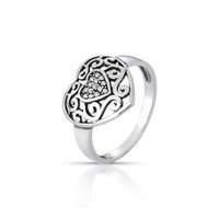 Foto do produto ANEL DE PRATA BALI CORACAO COM 14 ZIRCONES CRAVEJADOS 21345