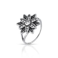 Foto do produto ANEL DE PRATA BALI FLOR COM 13 ZIRCONES CRAVEJADOS 21062