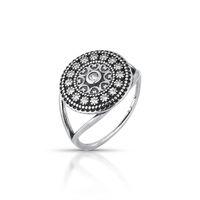 Foto do produto ANEL DE PRATA BALI REDONDO COM 17 ZIRCONES CRAVEJADOS CRISTAL 2.00 MM 21108