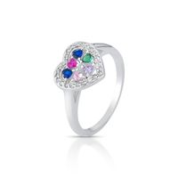 Foto do produto ANEL DE PRATA CRISTAL CORACAO 42 ZIRCONES