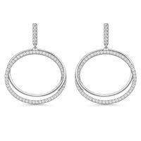 Foto do produto BRINCO DE PRATA PAVE CIRCULO DUPLO COM 126 ZIRCONES CRAVEJADOS 20757