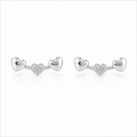 Foto do produto BRINCO DE PRATA PAVE 3 CORAÇÕES COM 20 ZIRCONES CRAVEJADOS 21521
