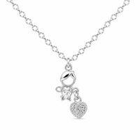 Foto do produto COLAR DE PRATA PAVE MENINO COM CORACAO PENDURADO COM 45 CM DE EXTENSÃO 501494