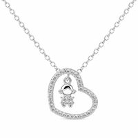 Foto do produto COLAR DE PRATA PAVE CORACAO VAZADO COM MENINA EXTENSAO DE 45 CM 501497