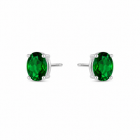Foto do produto BRINCO DE PRATA SOLITARIO ESMERALDA OVAL 5 X 7 MM
