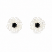 Foto do produto BRINCO DE PRATA ROSAS 8 MM COM ZIRCONE DE 3 MM CRAVEJADA