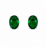 Foto do produto BRINCO DE PRATA SOLITARIO ESMERALDA OVAL 7 X 9 MM