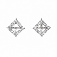 Foto do produto BRINCO DE PRATA PAVE LOSANGO COM 32 ZIRCONES CRAVEJADOS 21918