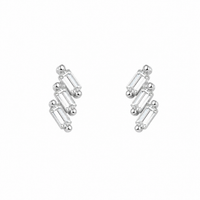 Foto do produto BRINCO DE PRATA DELUXE BAGUETES DIAGONAIS COM 6 ZIRCONES CRAVEJADOS 10 MM 21791