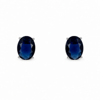 Foto do produto BRINCO DE PRATA SOLITARIO SAFIRA OVAL 7 X 9 MM