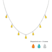 Foto do produto COLAR DE PRATA 925 COM 7 ZIRCÔNIAS GOTAS CRAVEJADAS