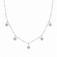 Foto do produto CHOCKER DE PRATA PAVE ESTRELAS PENDURADAS  COM 65 ZIRCONIAS CRAVEJADAS E 37 + 7 CM DE EXTENSÃO