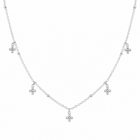 Foto do produto CHOCKER DE PRATA PAVE FLORES PENDURADAS  COM 25 ZIRCONIAS CRAVEJADAS E 37 + 7 CM DE EXTENSÃO