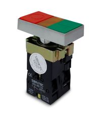 Foto do produto BOTAO DUPLO ILUMINADO RETANGULAR METALICO BW8365 220V 1NA+1NF - RETANGULAR SEM RESSALTO